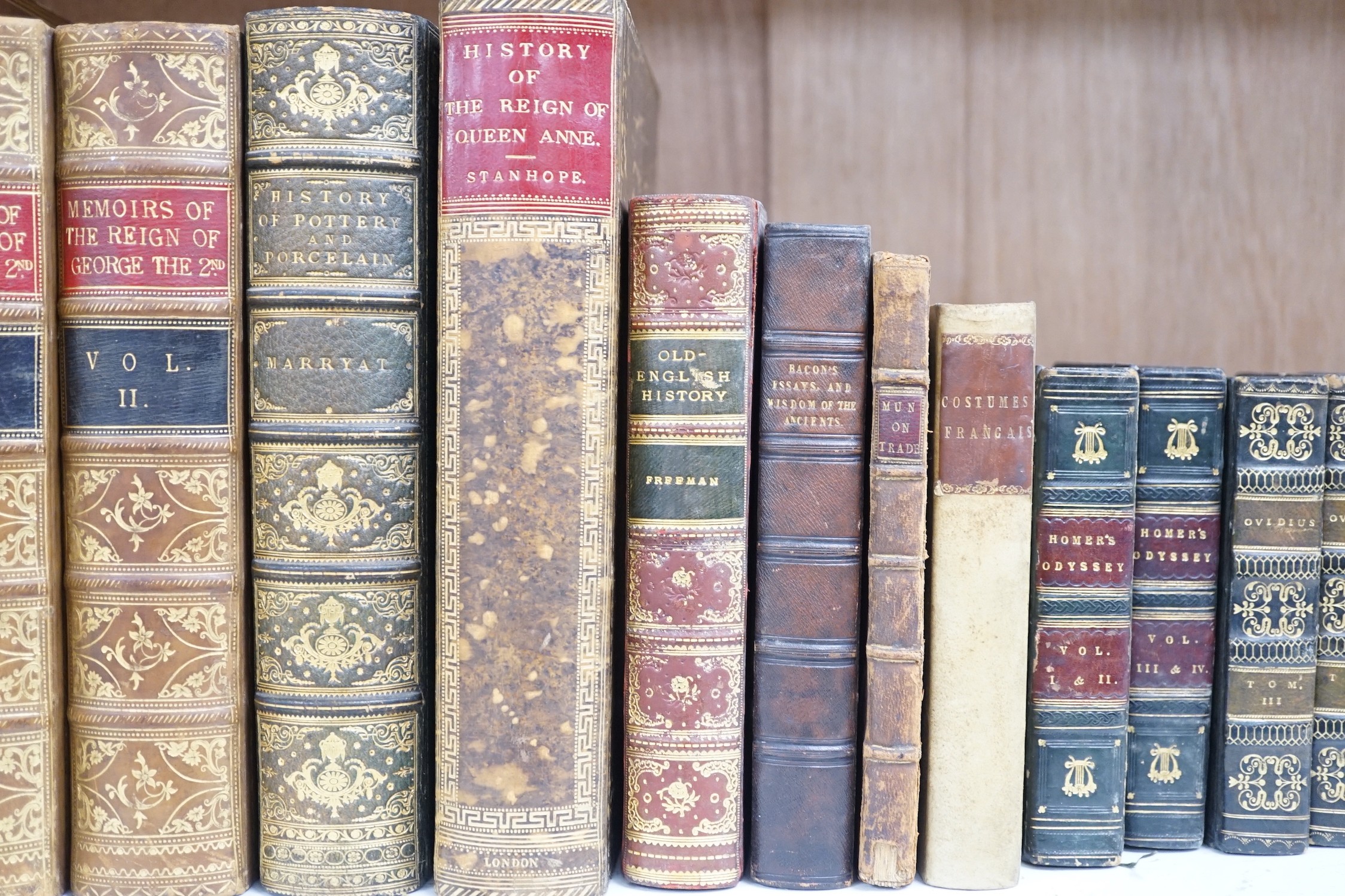 A collection of leather bindings including Mann, Homer, Dante